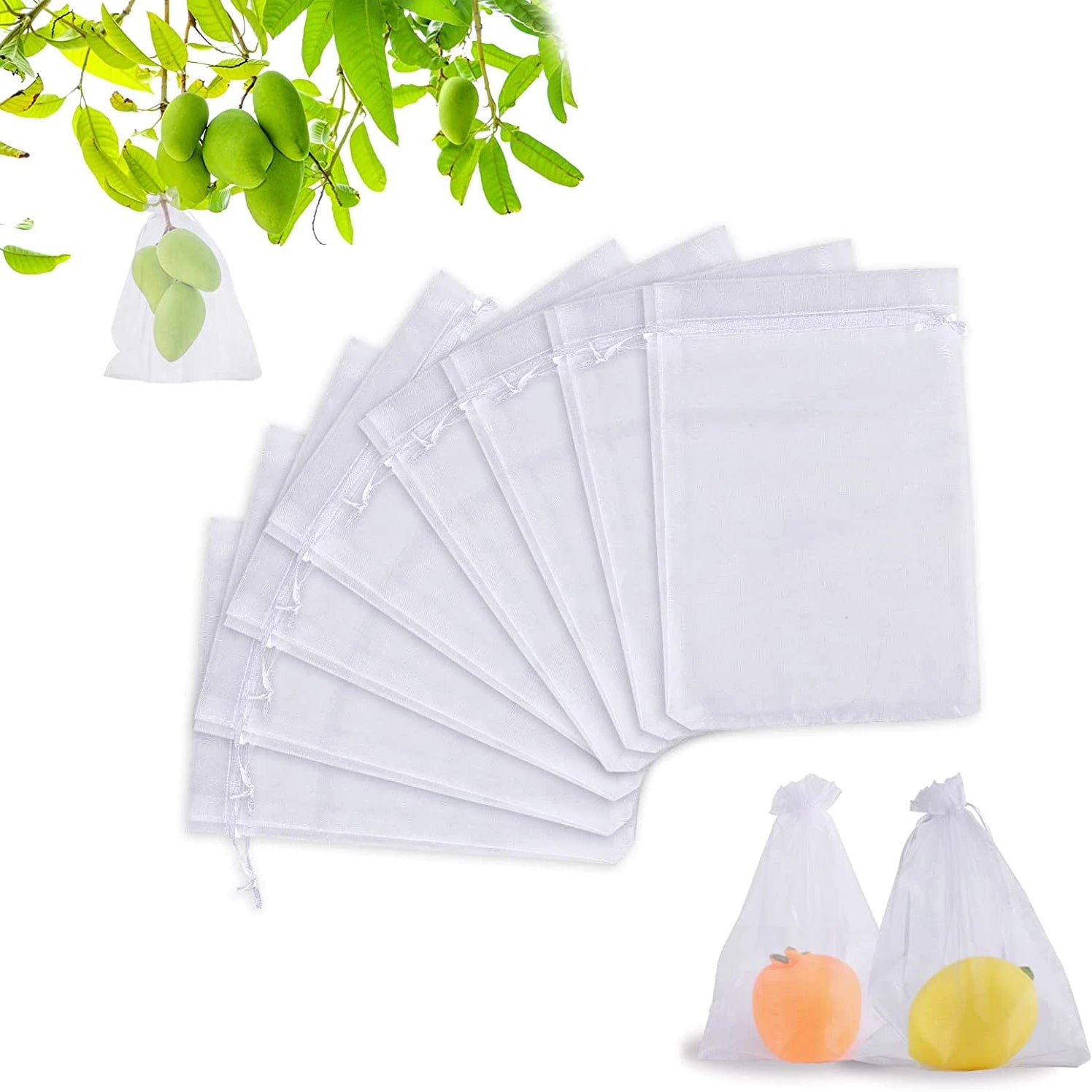Reusable Fruit Protection Netting Bags with Drawstring (50/100 pcs)