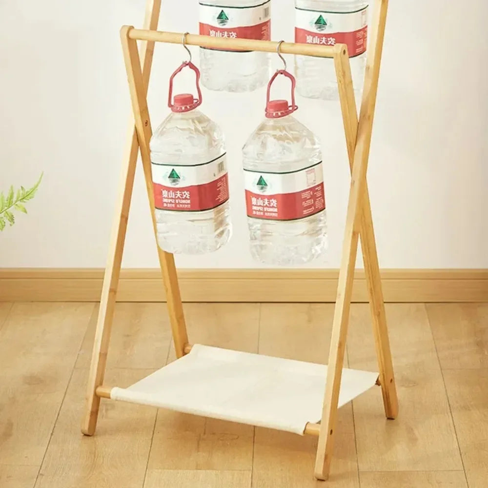 Foldable Bamboo Floor Clothes & Towel Hanger