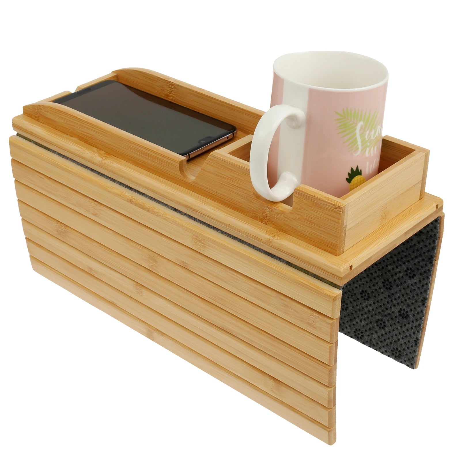 Foldable Bamboo Sofa Armrest Cup Holder Tray