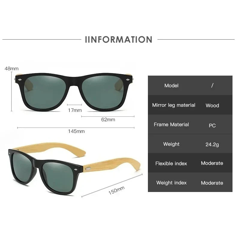 Retro Bamboo Leg UV400 Round Sunglasses Unisex