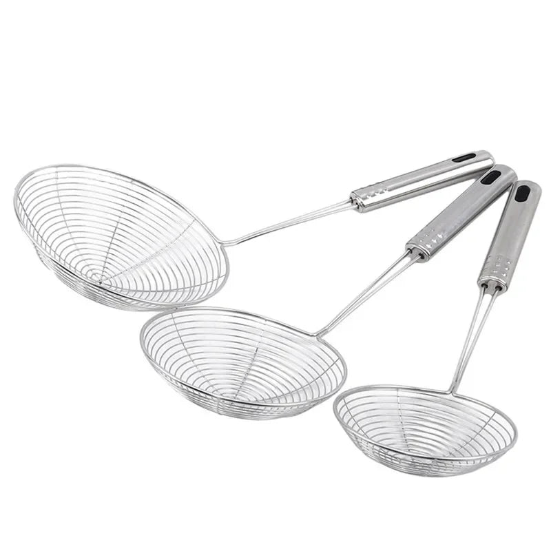 Stainless Steel Oval Skimmer – Fine Mesh Oil & Food Strainer for Cooking & Frying