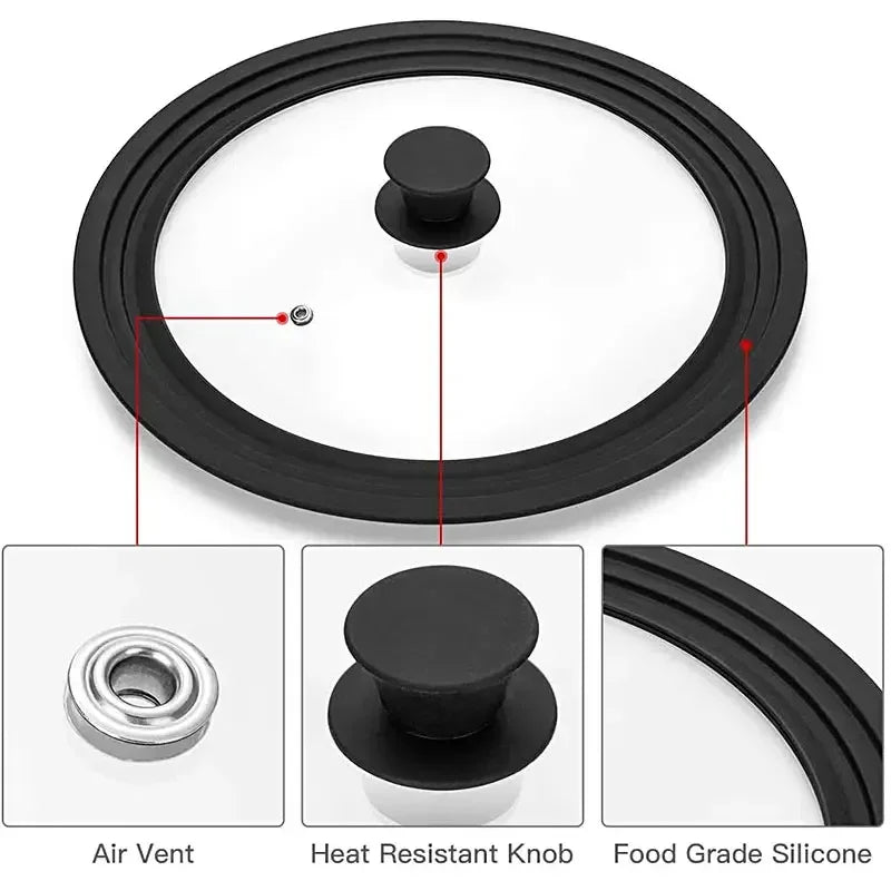 Silicone Multifunctional Glass Pan Covers (16-32cm)