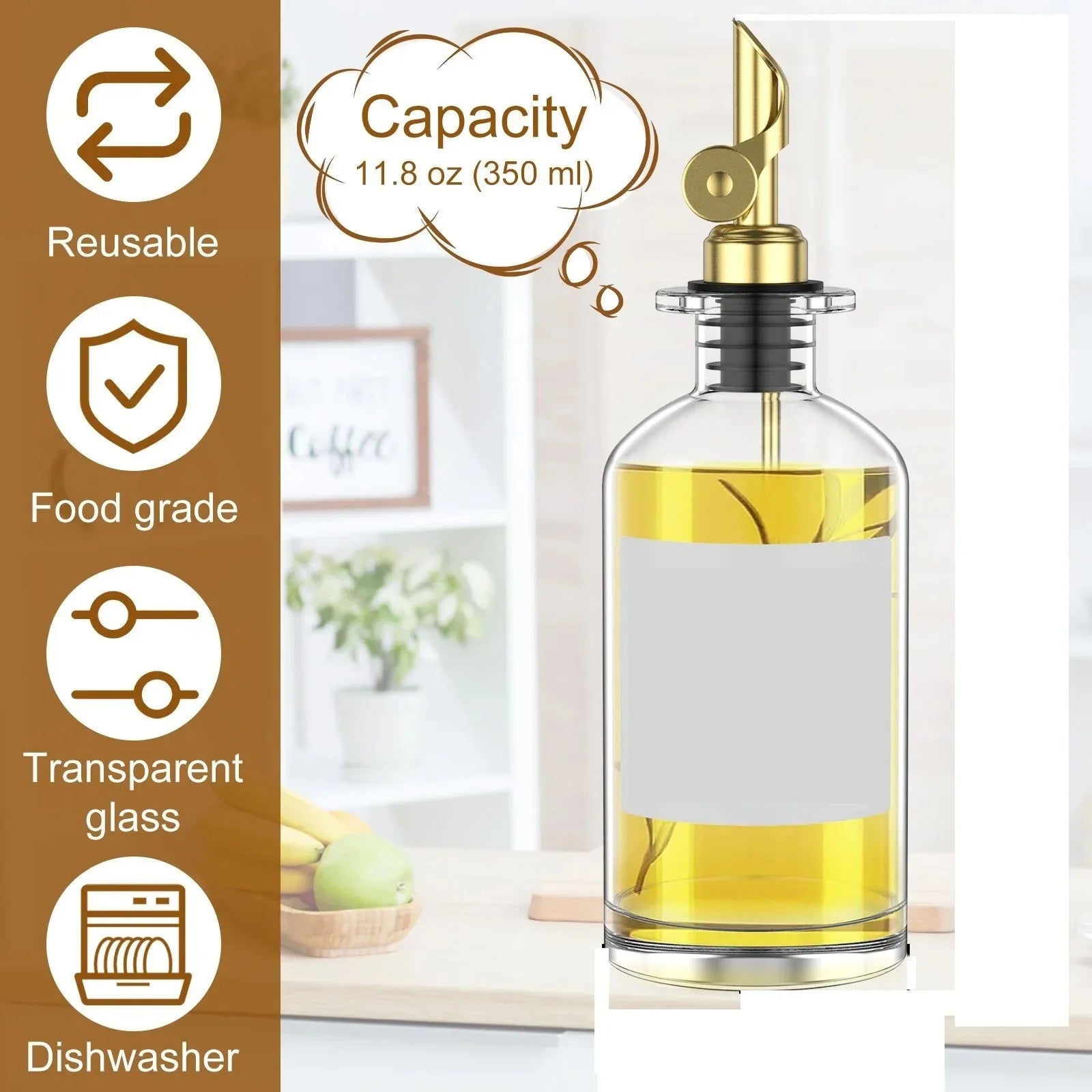 Glass Olive Oil & Vinegar Dispenser Bottle – 1PC
