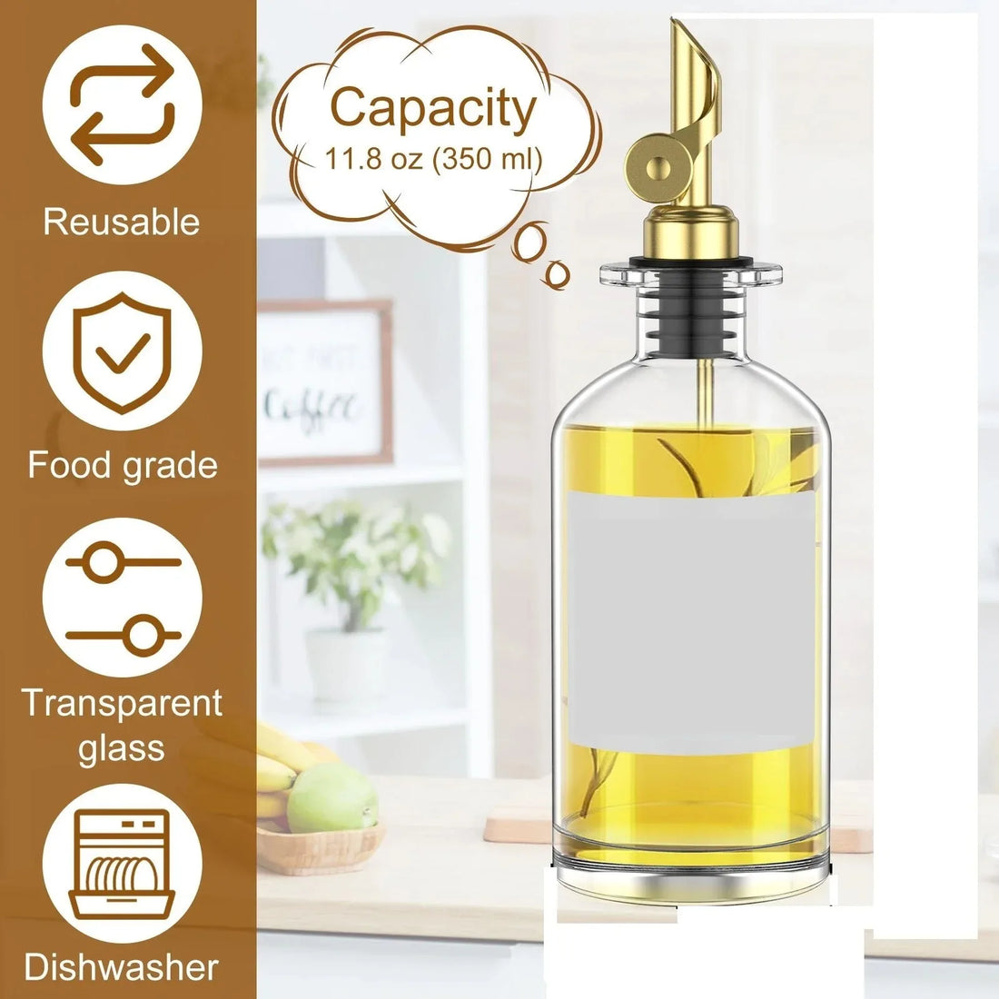 Glass Olive Oil & Vinegar Dispenser Bottle – 1PC