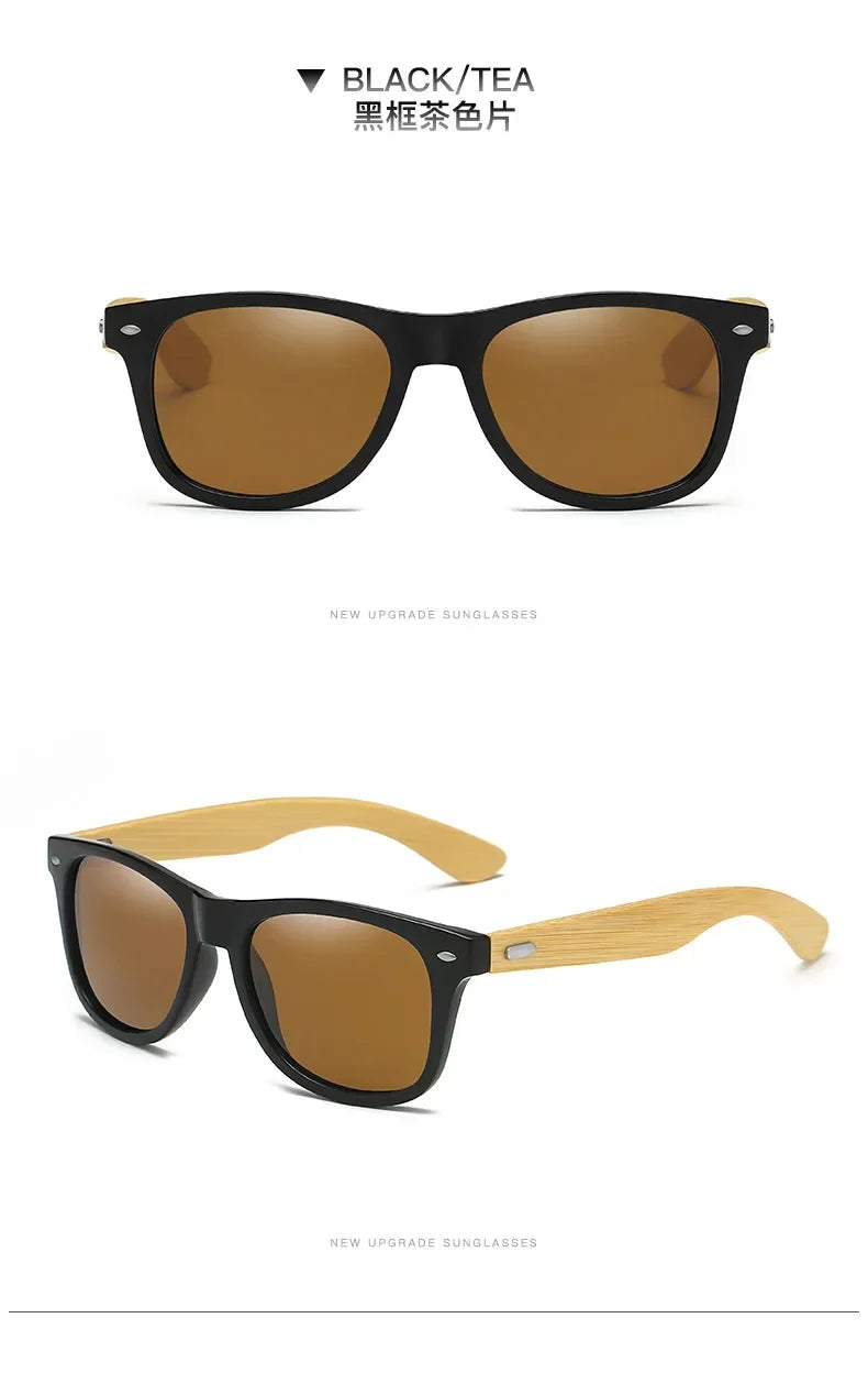 Retro Bamboo Leg UV400 Round Sunglasses Unisex