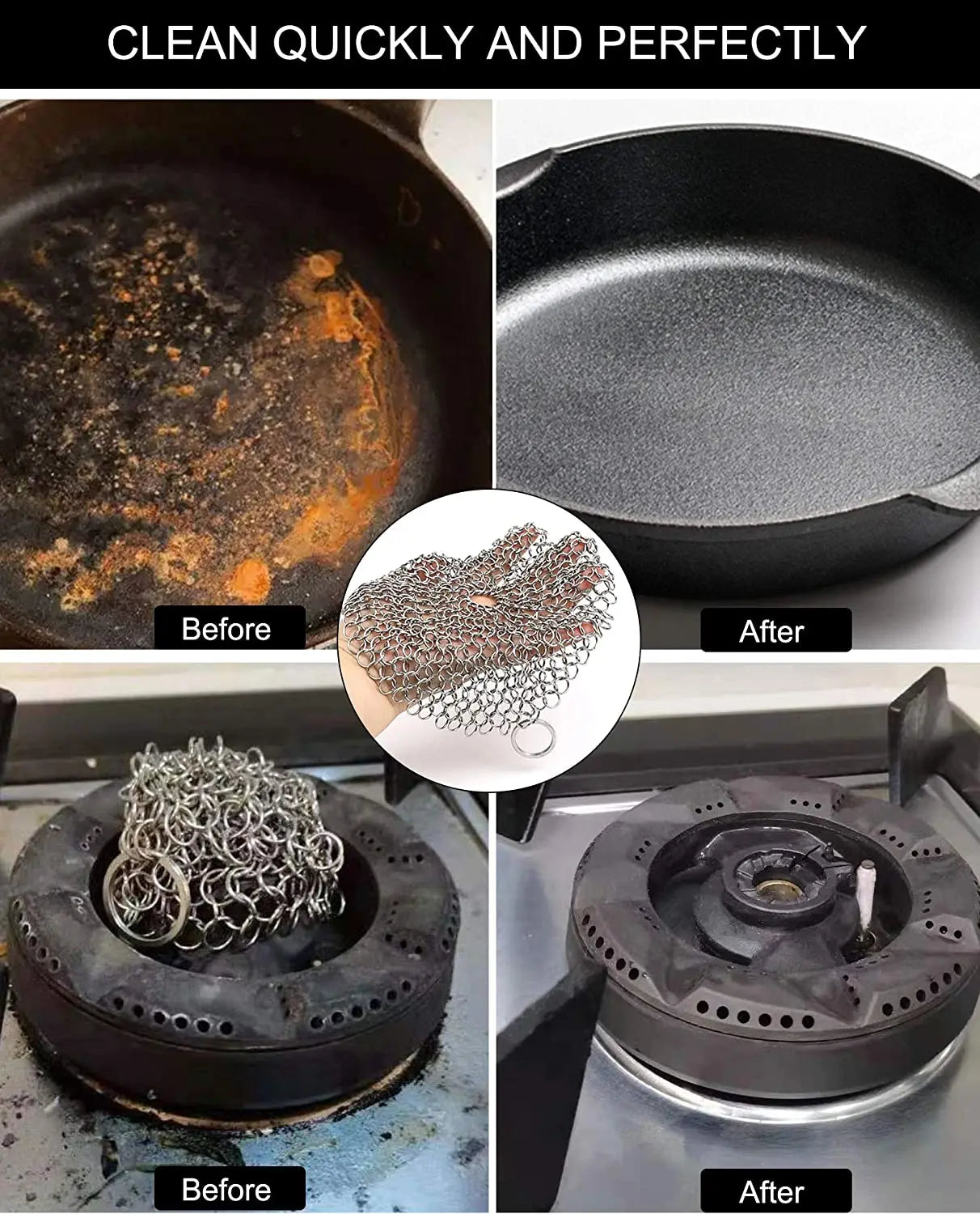 Leeseph Stainless Steel Chainmail Kitchen Scrubber