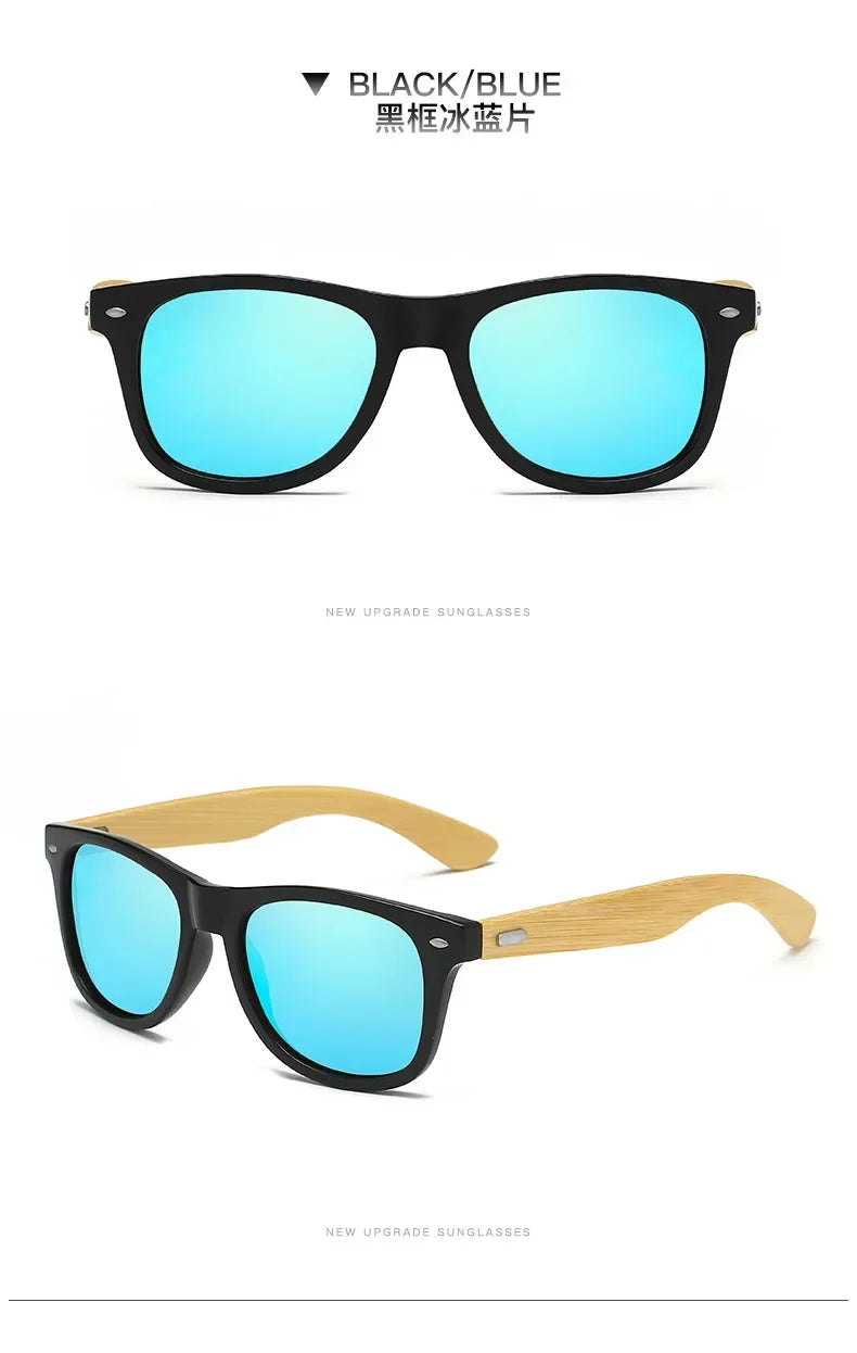 Retro Bamboo Leg UV400 Round Sunglasses Unisex