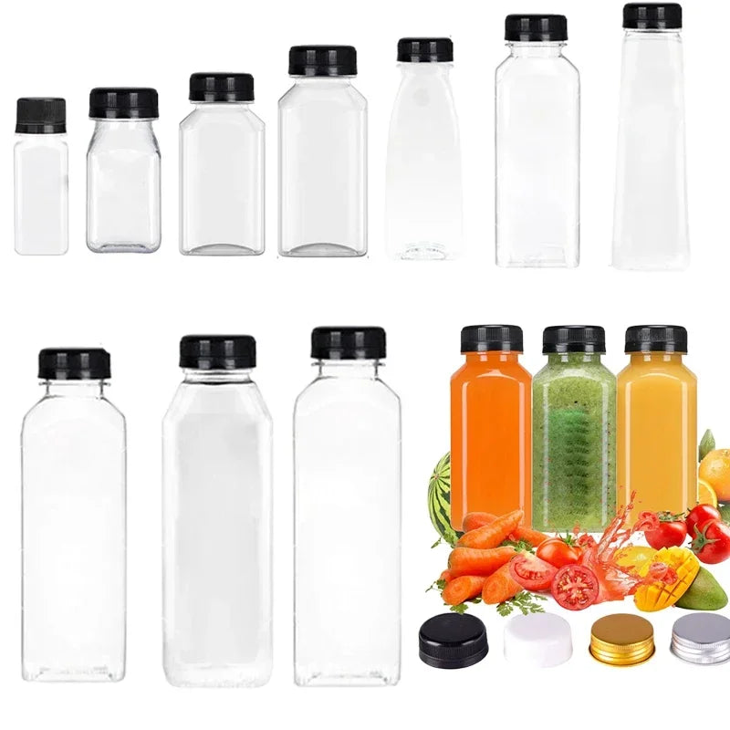 5-Pack Clear Reusable Juice Bottles with Lids & Funnel (60–500ml)
