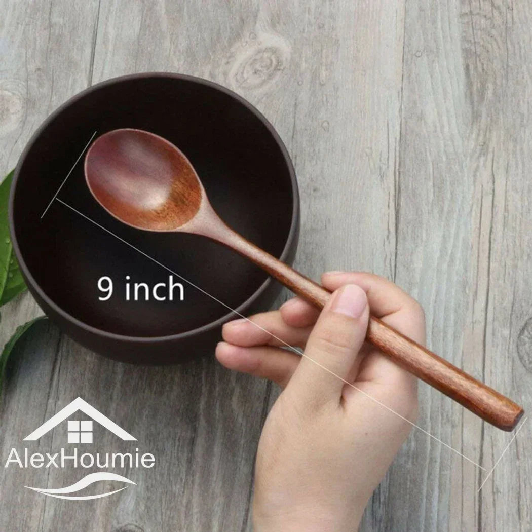6-Piece Bamboo Wooden Spoon Set – Korean Style 9"