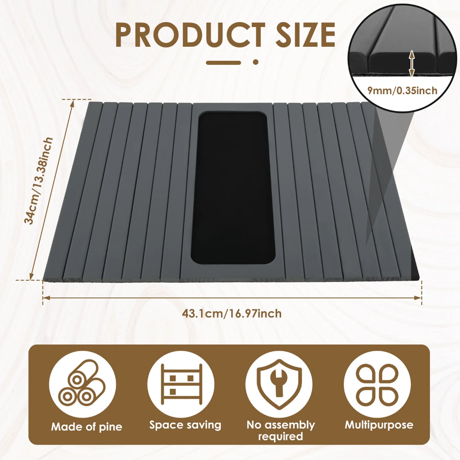 Foldable Bamboo Sofa Armrest Cup Holder Tray