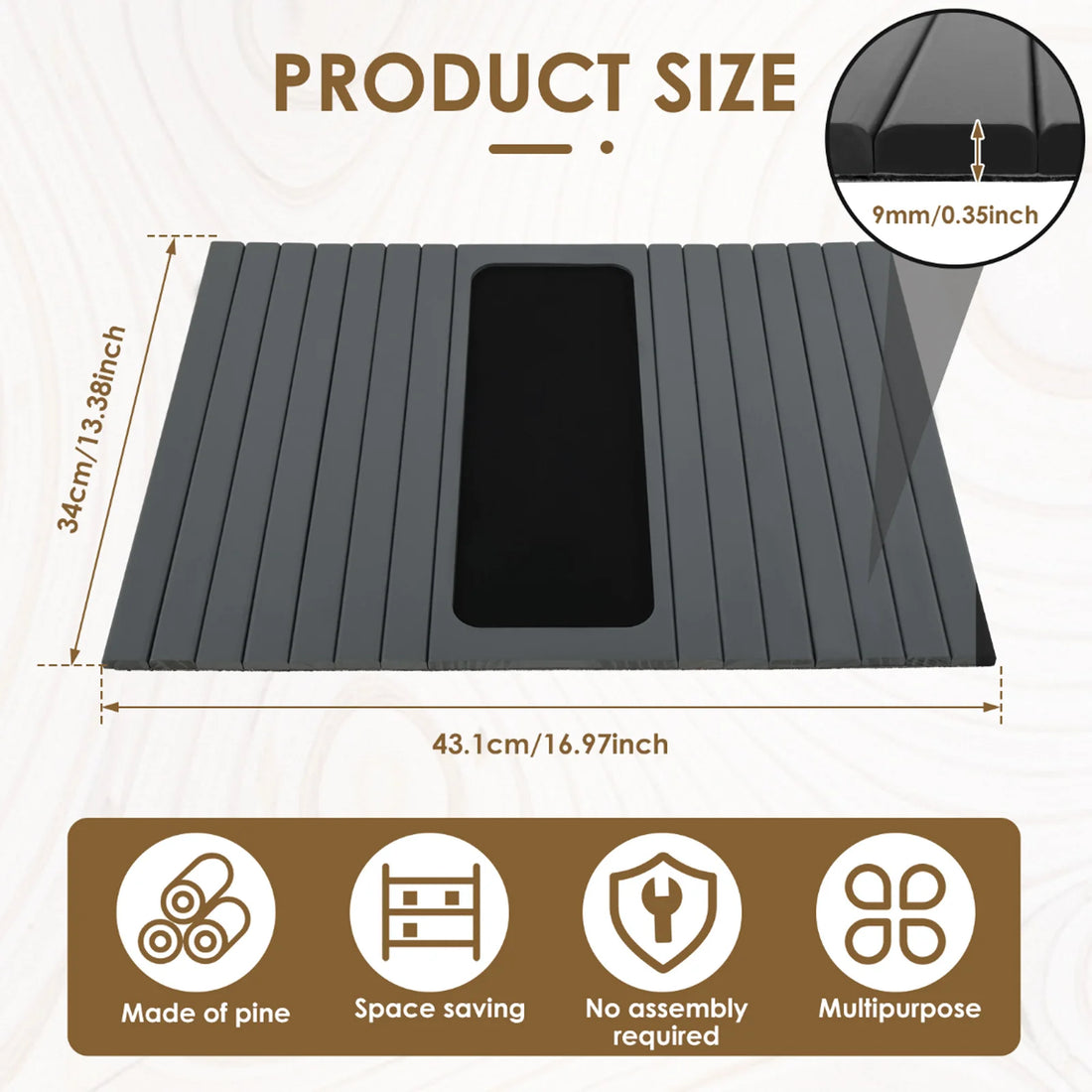 Foldable Bamboo Sofa Armrest Cup Holder Tray