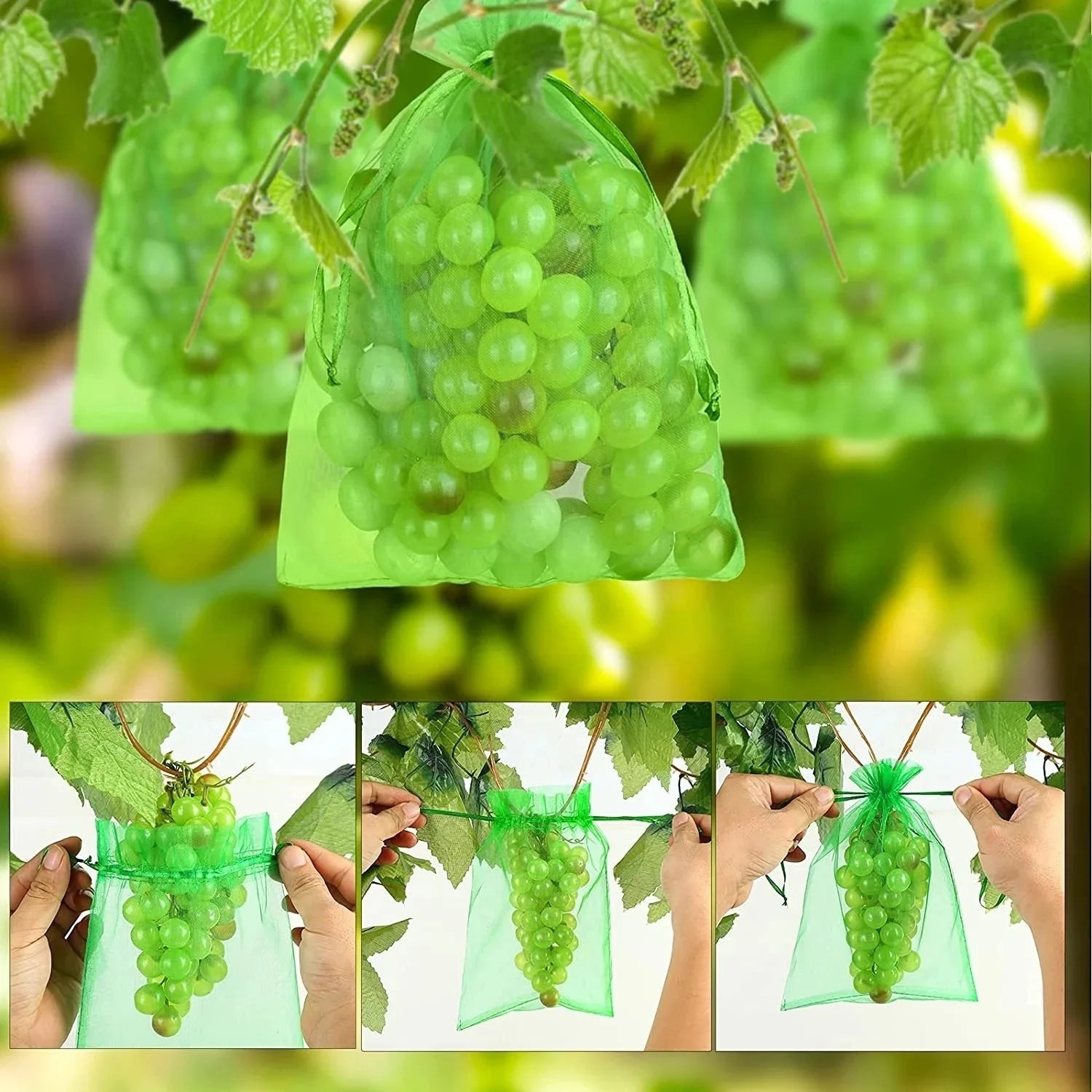 Reusable Fruit Protection Netting Bags with Drawstring (50/100 pcs)
