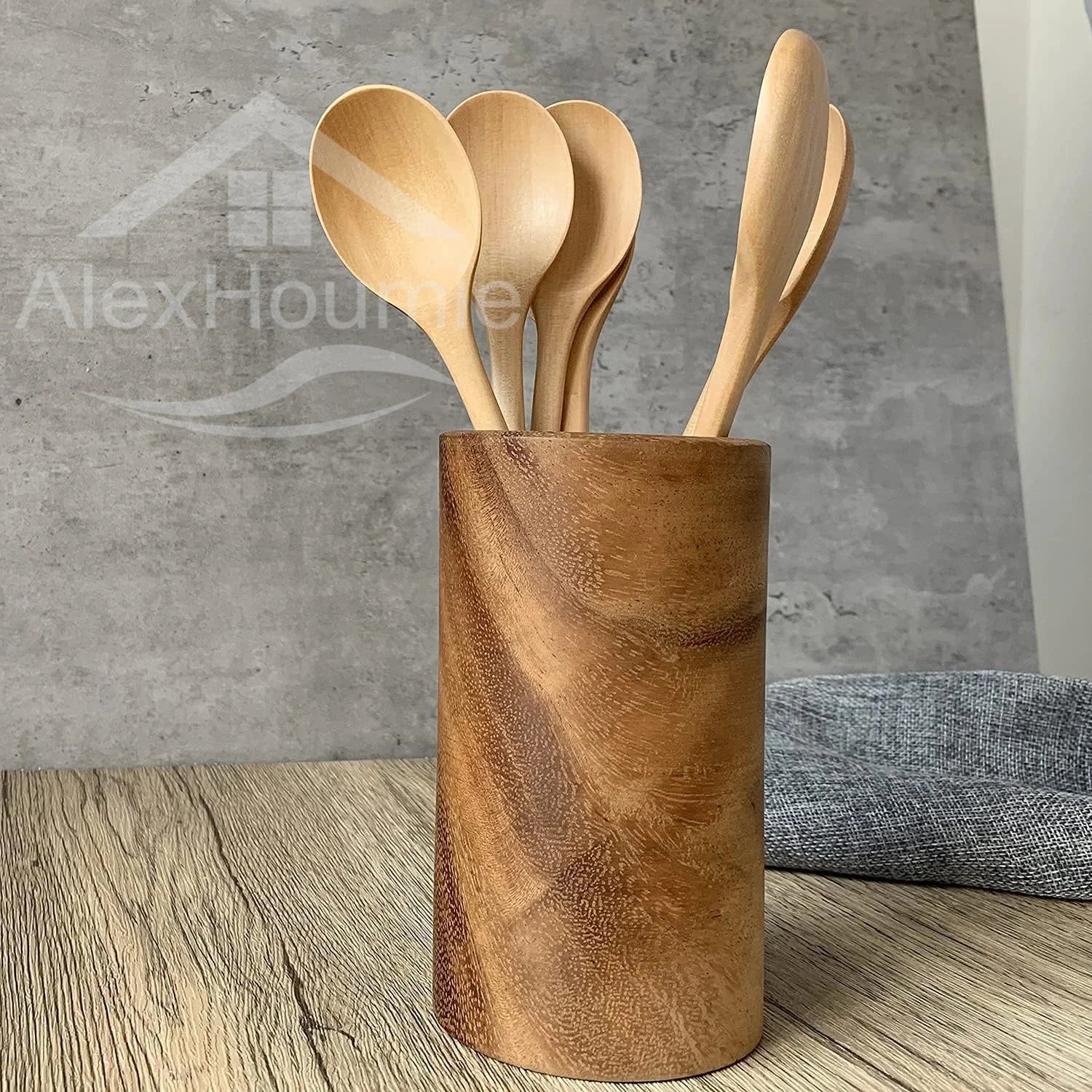 6-Piece Bamboo Wooden Spoon Set – Korean Style 9"
