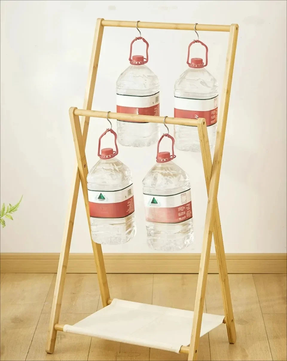 Foldable Bamboo Floor Clothes & Towel Hanger