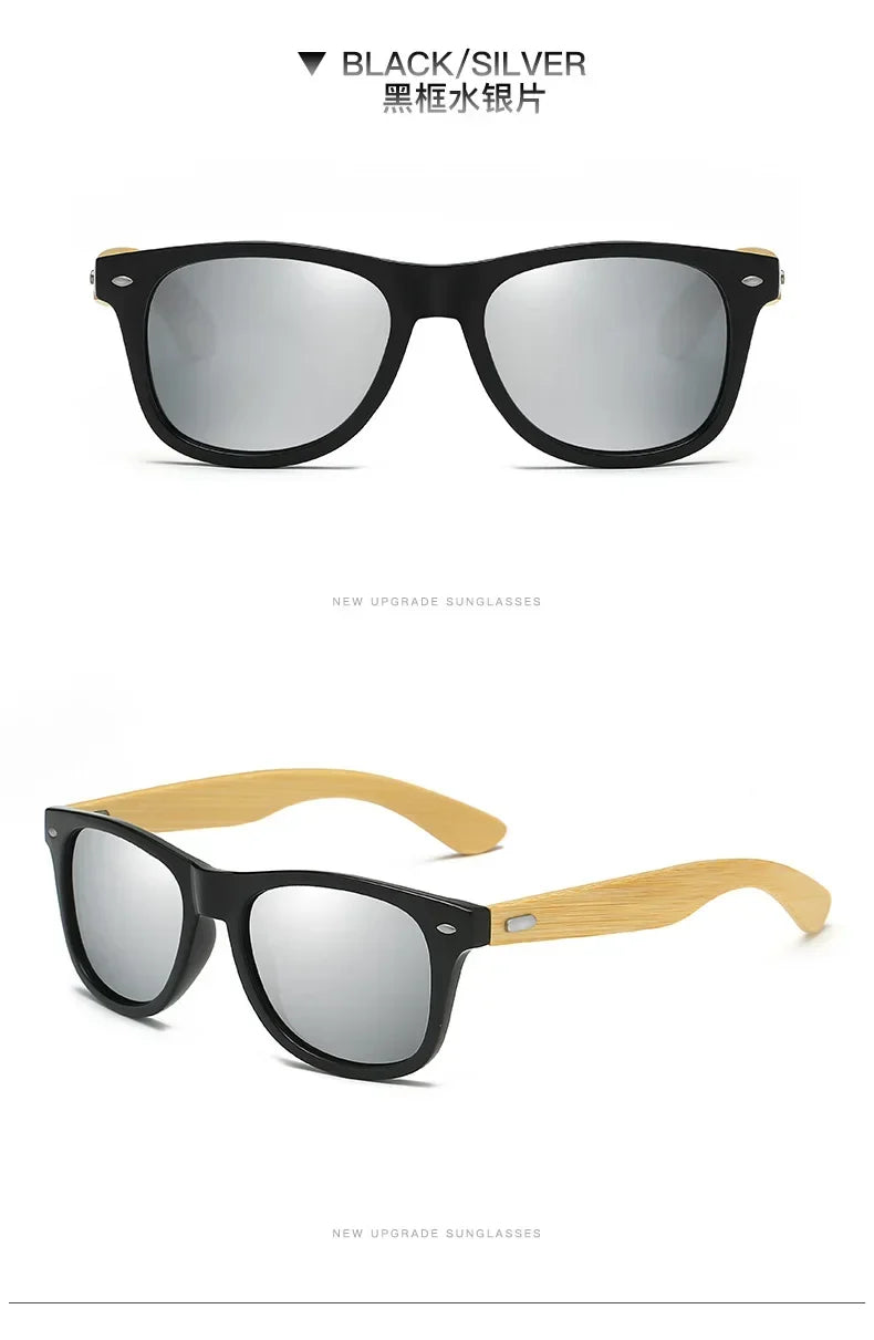 Retro Bamboo Leg UV400 Round Sunglasses Unisex