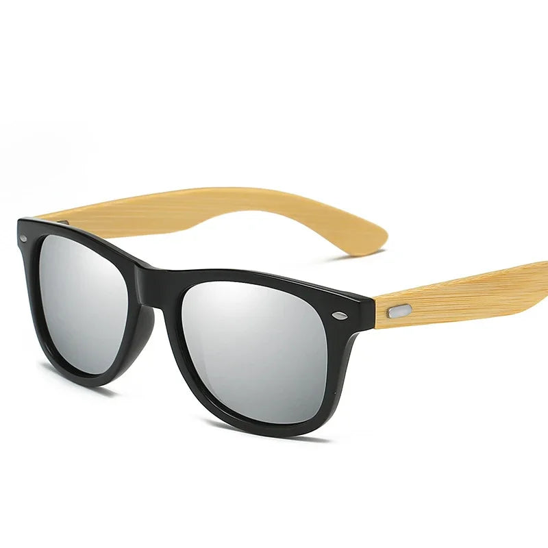 Retro Bamboo Leg UV400 Round Sunglasses Unisex