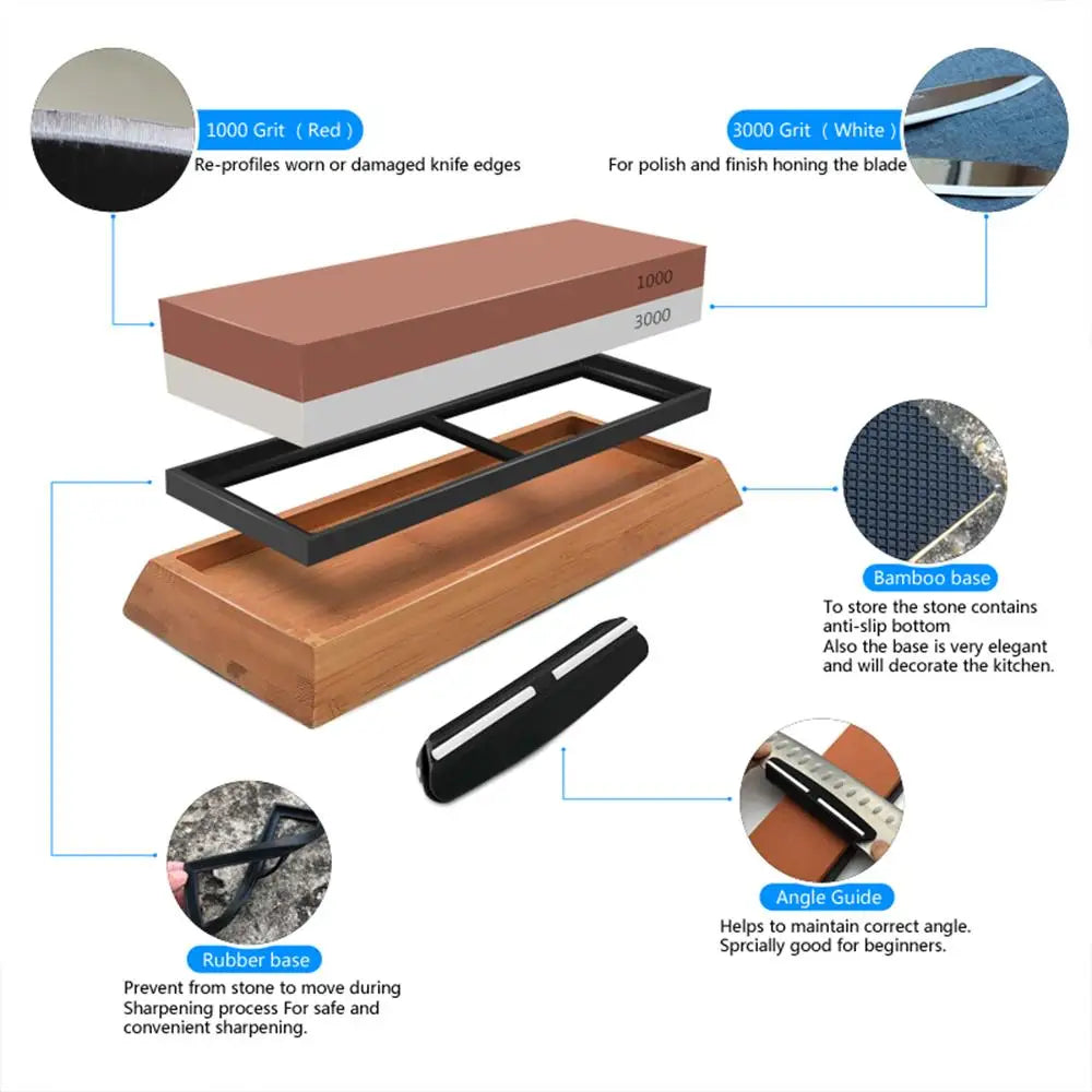 3-in-1 Professional Double-Sided Whetstone Sharpener