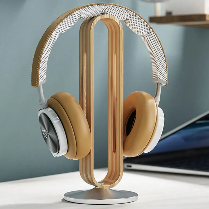 Bamboo & Aluminum Headphone Stand for Gaming