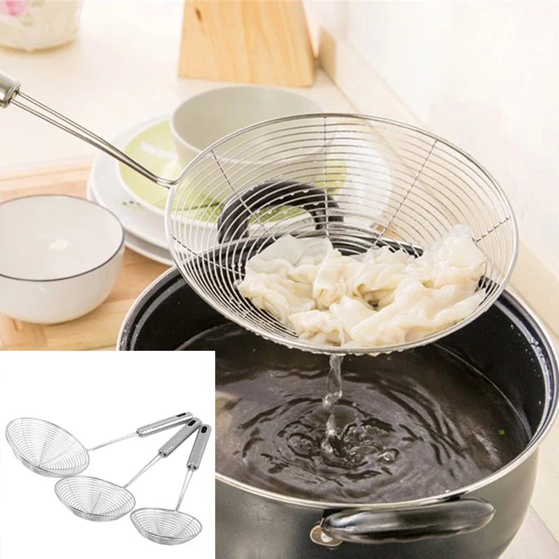 Stainless Steel Oval Skimmer – Fine Mesh Oil & Food Strainer for Cooking & Frying