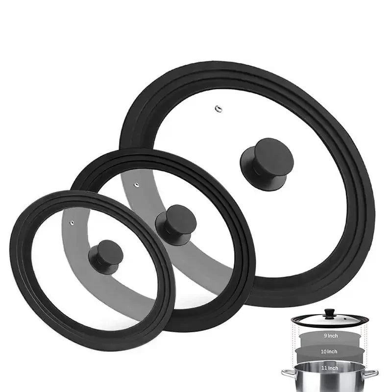 Silicone Multifunctional Glass Pan Covers (16-32cm)