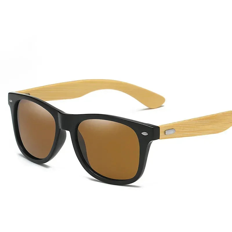 Retro Bamboo Leg UV400 Round Sunglasses Unisex