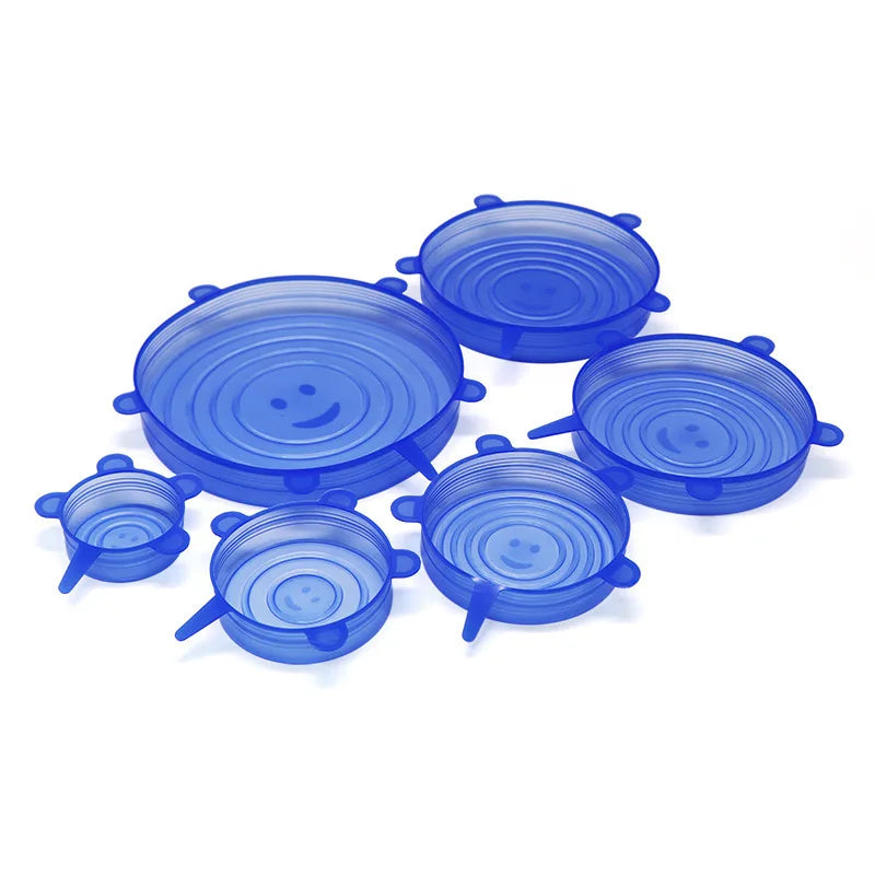 6Pcs Reusable Silicone Food Covers – Stretch Bowl Lids & Vacuum Seal Covers