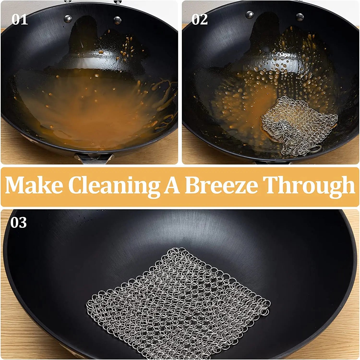 Leeseph Stainless Steel Chainmail Kitchen Scrubber