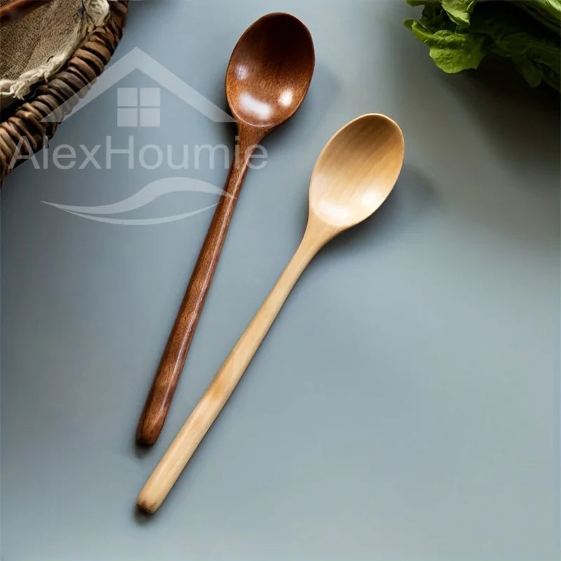 6-Piece Bamboo Wooden Spoon Set – Korean Style 9"