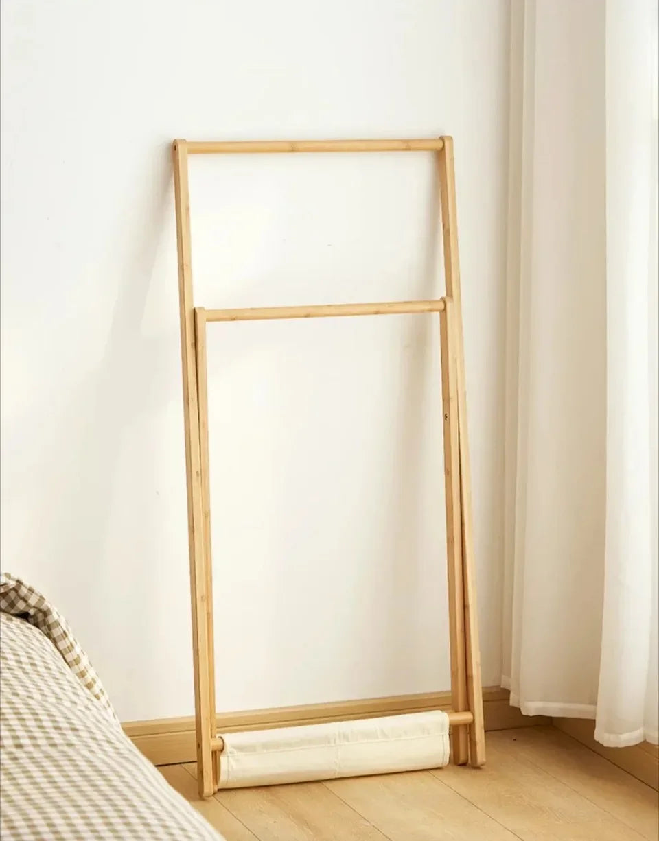 Foldable Bamboo Floor Clothes & Towel Hanger