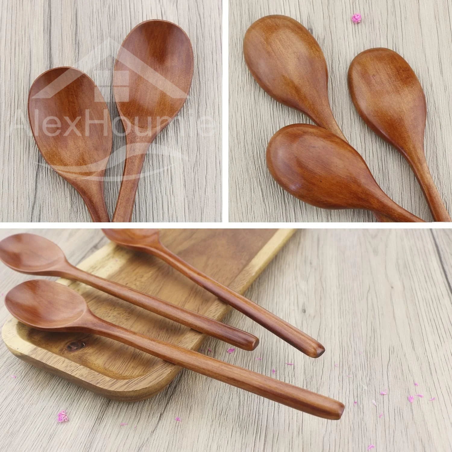 6-Piece Bamboo Wooden Spoon Set – Korean Style 9"
