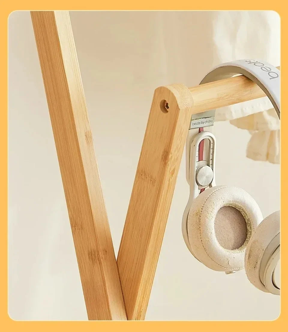 Foldable Bamboo Floor Clothes & Towel Hanger