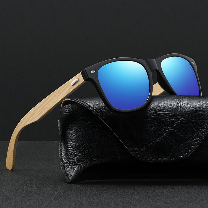 Fashion Bamboo Wood Vintage Square Sunglasses UV400