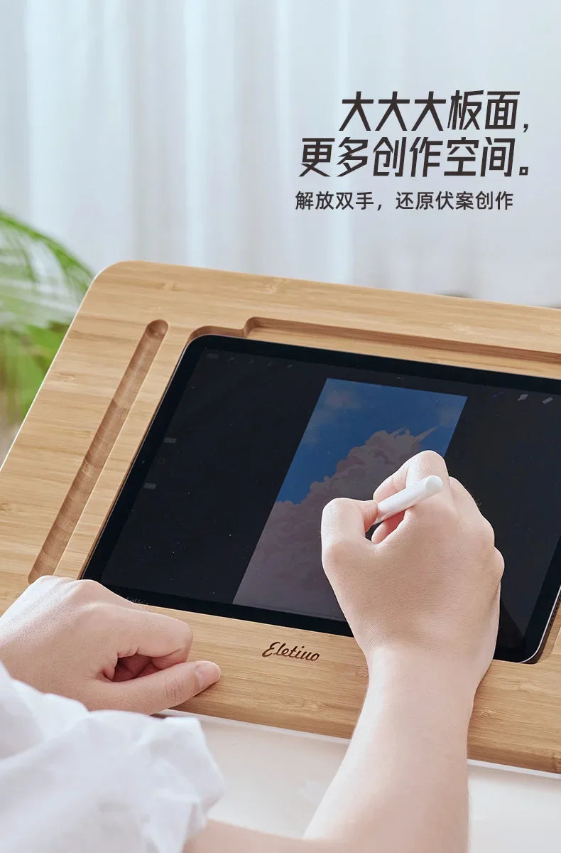 Adjustable Bamboo Foldable iPad Stand (11"-12.9")