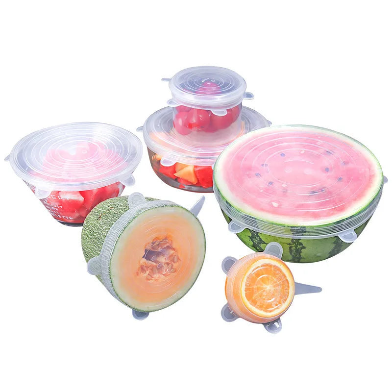 6Pcs Reusable Silicone Food Covers – Stretch Bowl Lids & Vacuum Seal Covers