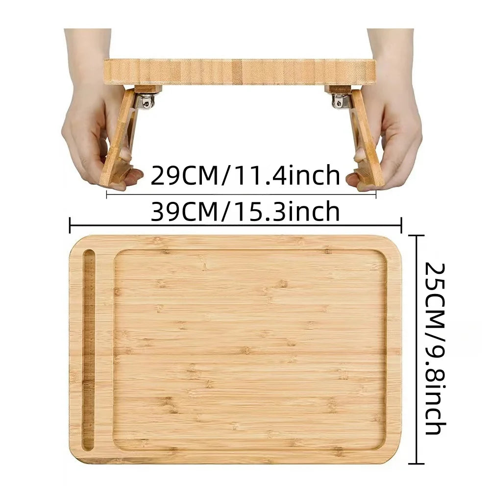 Bamboo Clip-On Sofa Arm Tray with Phone Holder