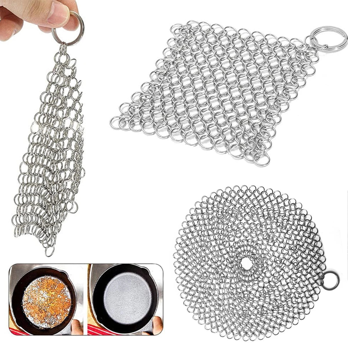 Leeseph Stainless Steel Chainmail Kitchen Scrubber