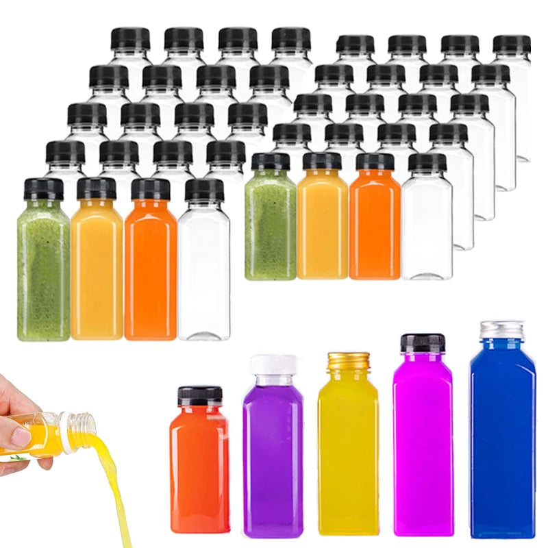 5-Pack Clear Reusable Juice Bottles with Lids & Funnel (60–500ml)