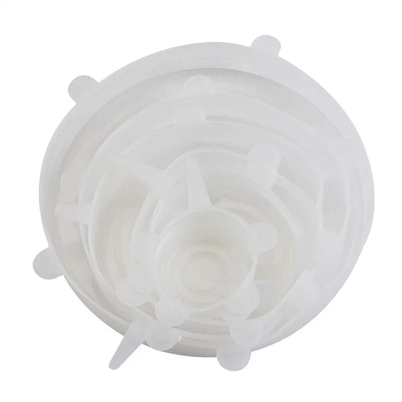 6Pcs Reusable Silicone Food Covers – Stretch Bowl Lids & Vacuum Seal Covers