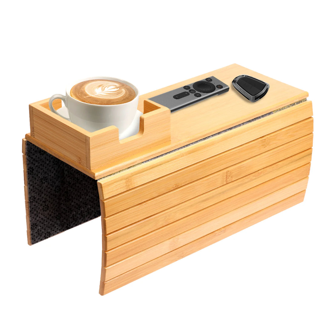Foldable Bamboo Sofa Armrest Cup Holder Tray