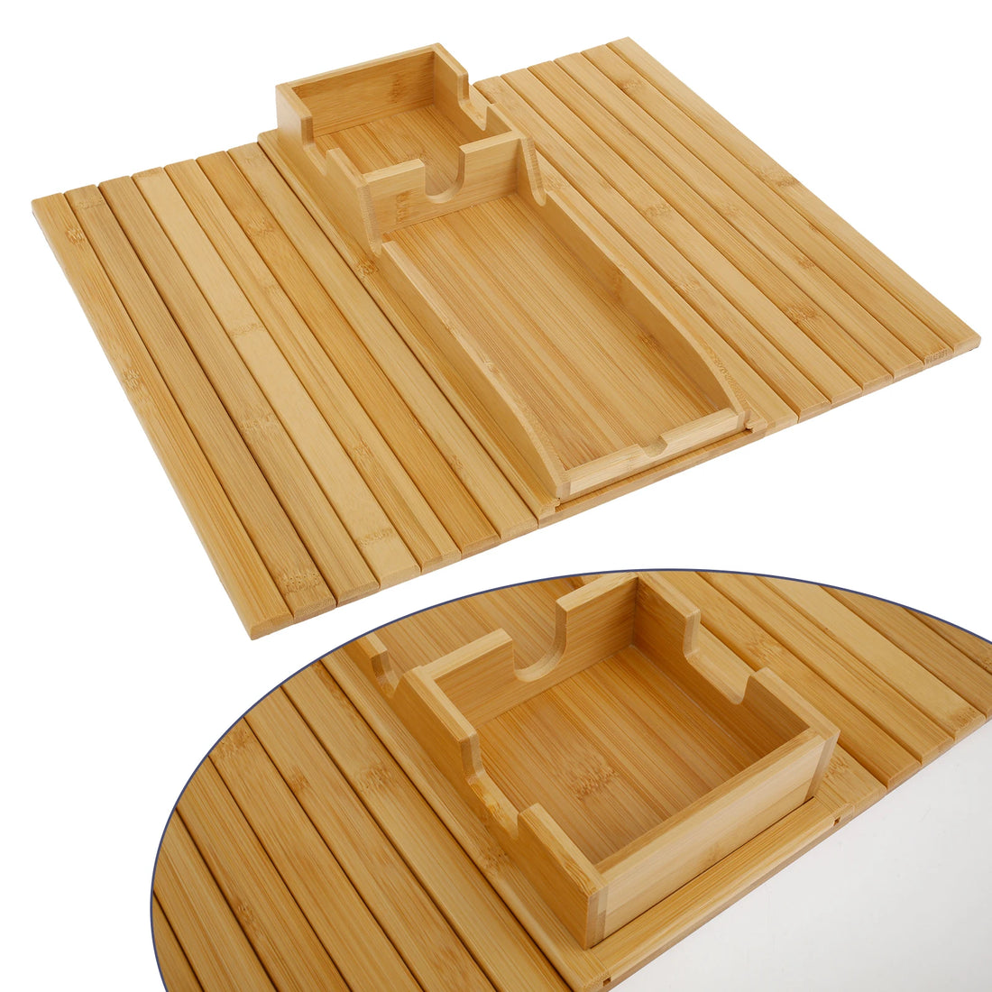 Foldable Bamboo Sofa Armrest Cup Holder Tray