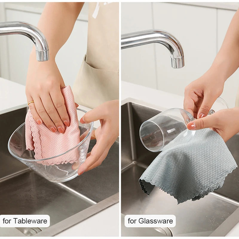 5/10pcs Reusable Microfiber Cleaning Cloths