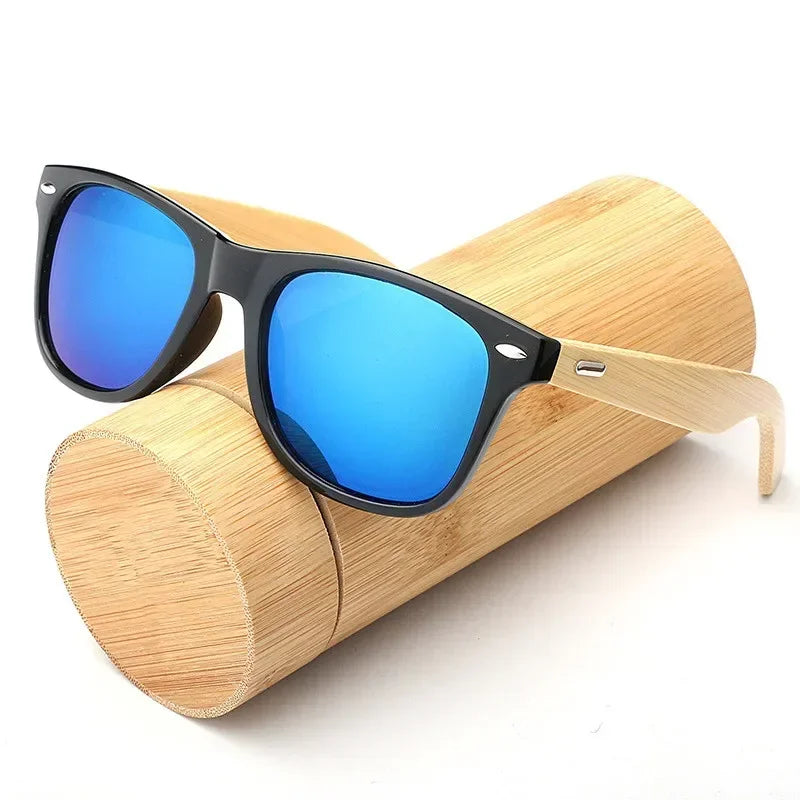 Retro Bamboo Leg UV400 Round Sunglasses Unisex
