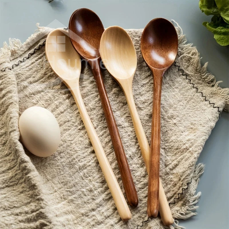 6-Piece Bamboo Wooden Spoon Set – Korean Style 9"