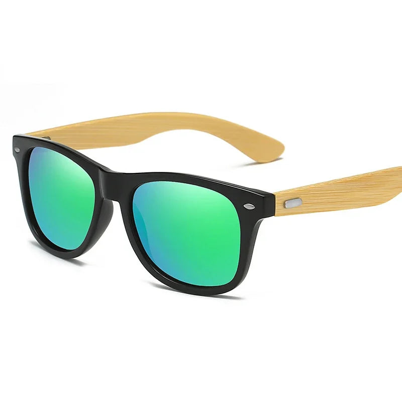 Retro Bamboo Leg UV400 Round Sunglasses Unisex
