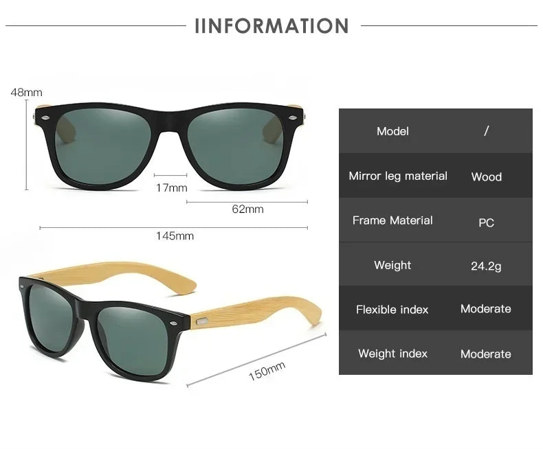 Retro Bamboo Leg UV400 Round Sunglasses Unisex