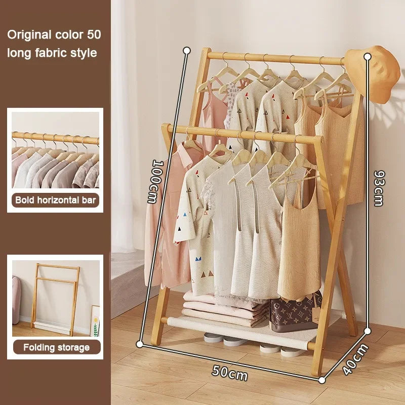 Foldable Bamboo Floor Clothes & Towel Hanger