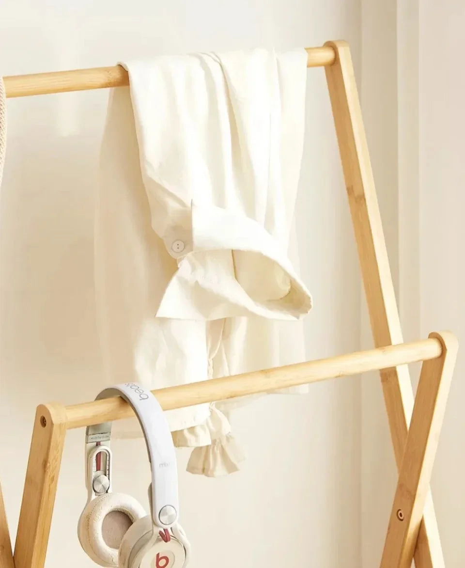 Foldable Bamboo Floor Clothes & Towel Hanger