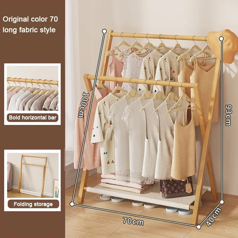 Foldable Bamboo Floor Clothes & Towel Hanger