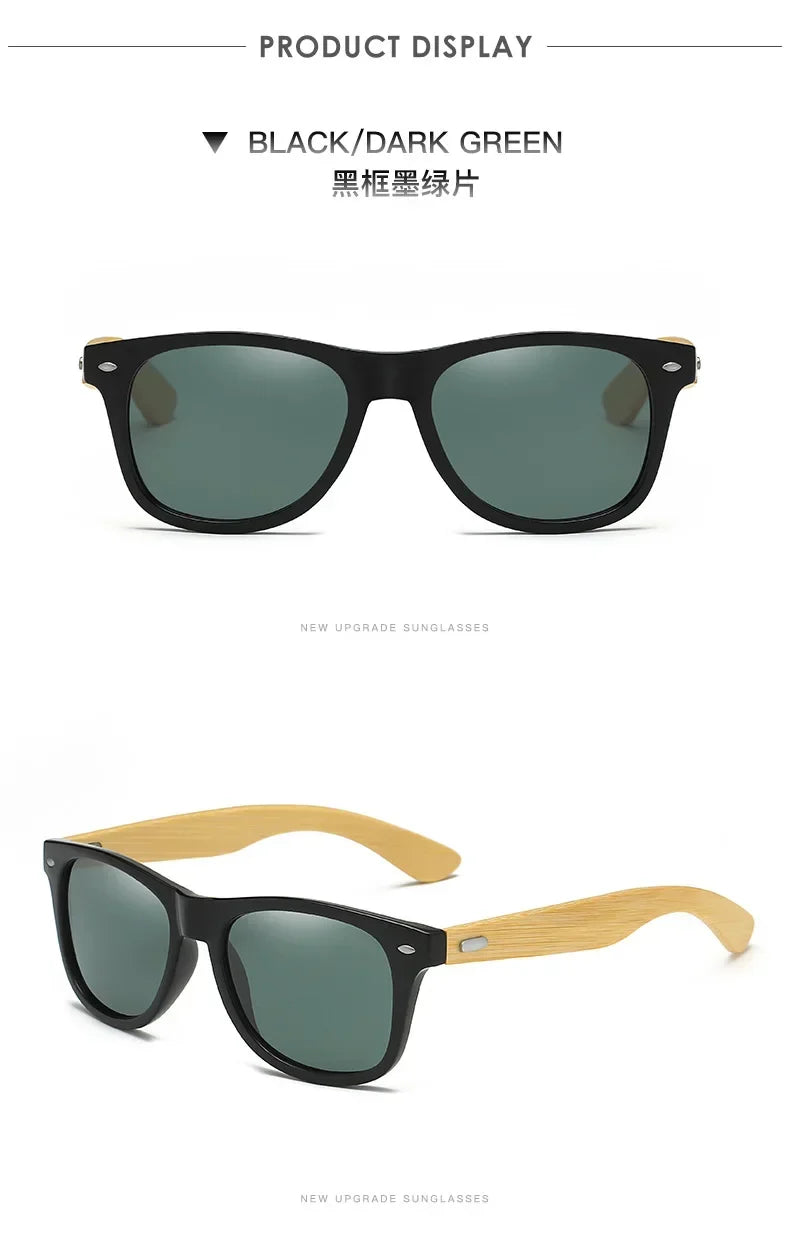 Retro Bamboo Leg UV400 Round Sunglasses Unisex
