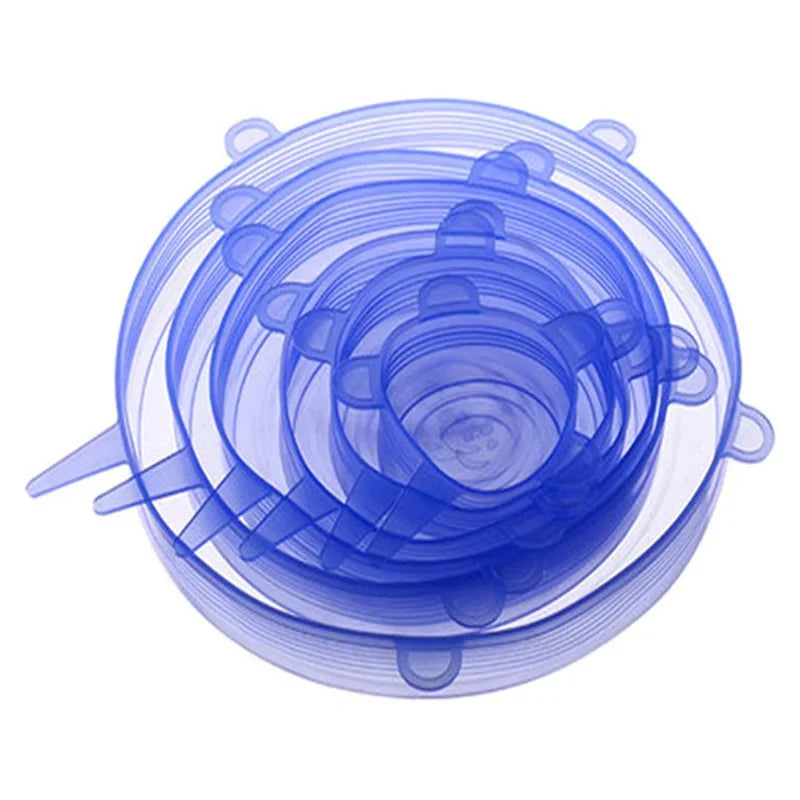 6Pcs Reusable Silicone Food Covers – Stretch Bowl Lids & Vacuum Seal Covers